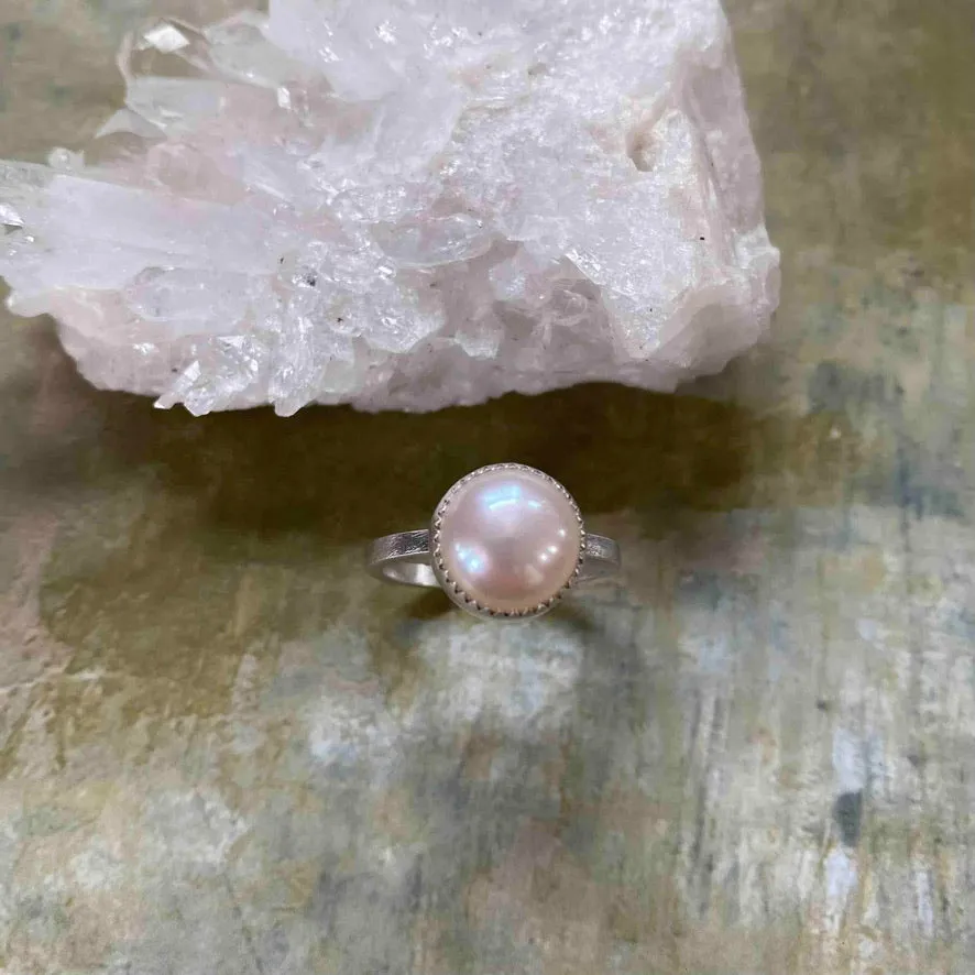 White Satin Solitaire Ring