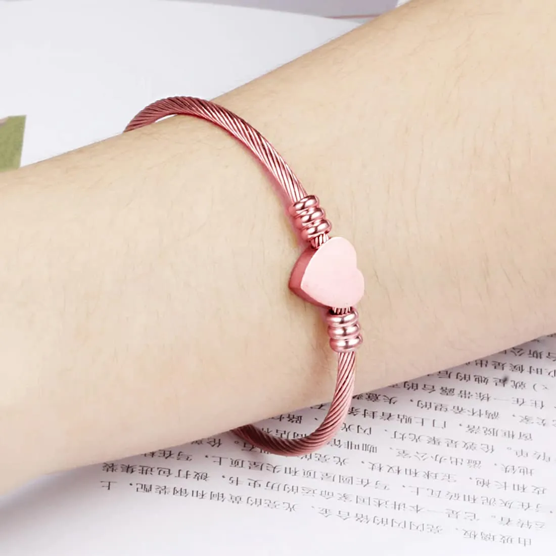 Yellow Chimes Bracelet for Women Stainless Steel Rose Gold Plated Heart Shaped Openable Kada Bracelet for Women and Girls