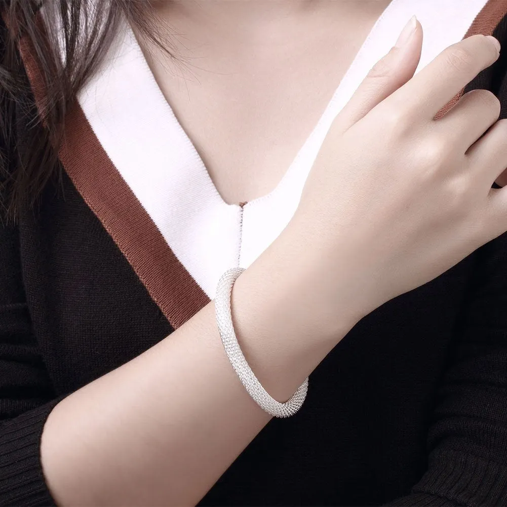 Yellow Chimes Smart Casual Twisting Sparkle Leaf Silver Plated Kadaa Bracelets for Women and Girls