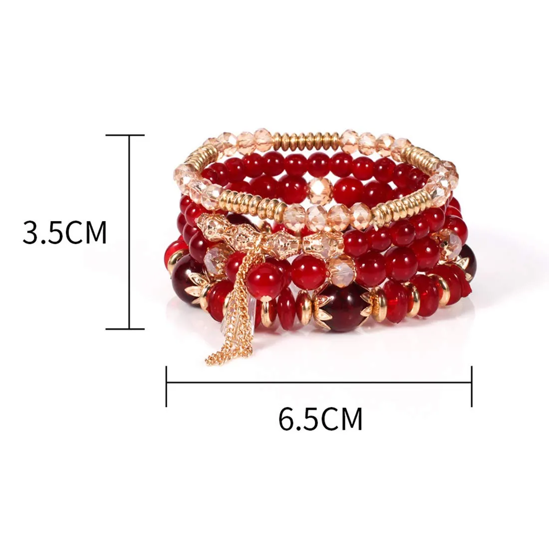 Yellow Chimes Stylish Bohemian Red Natural Stones Beaded Multilayer Bracelet for Women and Girl's