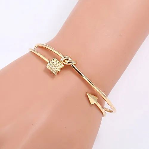 Yellow Chimes Trandy Elegant Set of 2 Pcs Opening Arrow Knot Charm Gold Plated Cuff Bracelet for Women and Girl's